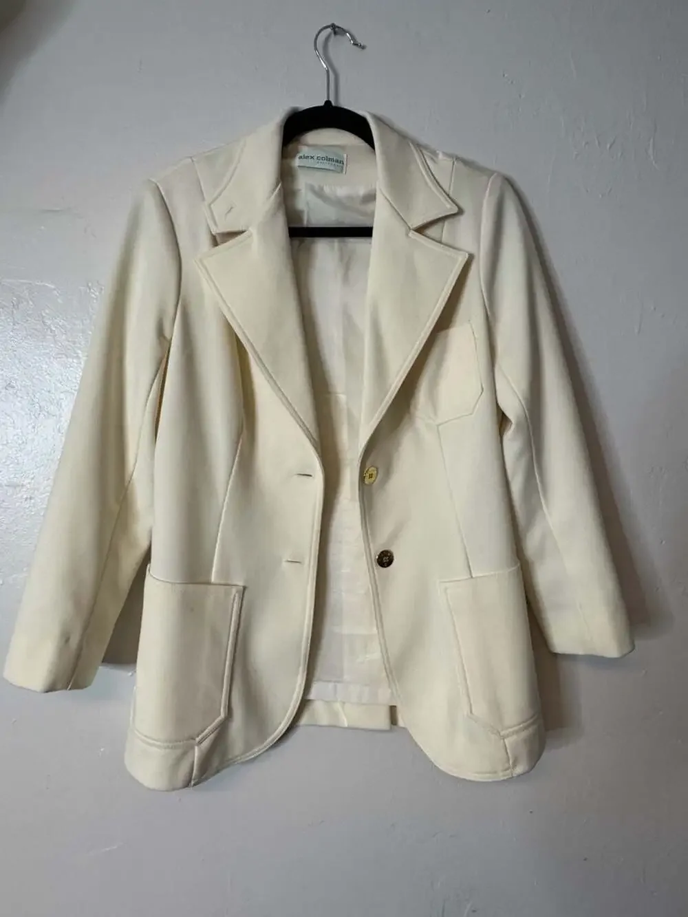 Vintage Alex Colman California Cream Two-Button Blazer Jacket - Picture 11 of 12